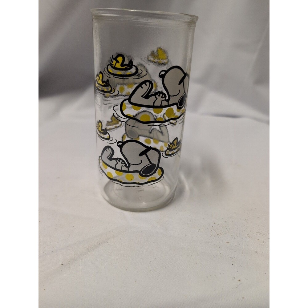 Vintage Promotional Jelly Jar Glass Snoopy and Woodstock Drinking Glass Peanuts